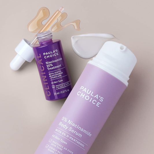 Paula's Choice 5% Niacinamide Body Serum + CLINICAL 20% Niacinamide Treatment, Face & Body Kit for Discoloration, Redness & Bumpy Skin, All Skin Types Including Acne-Prone, Set of 2